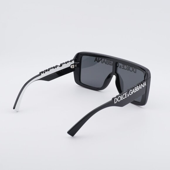 Dolce & Gabbana DG6204 L50187 Sunglasses Shiny Black Shield Frame, Grey Lenses